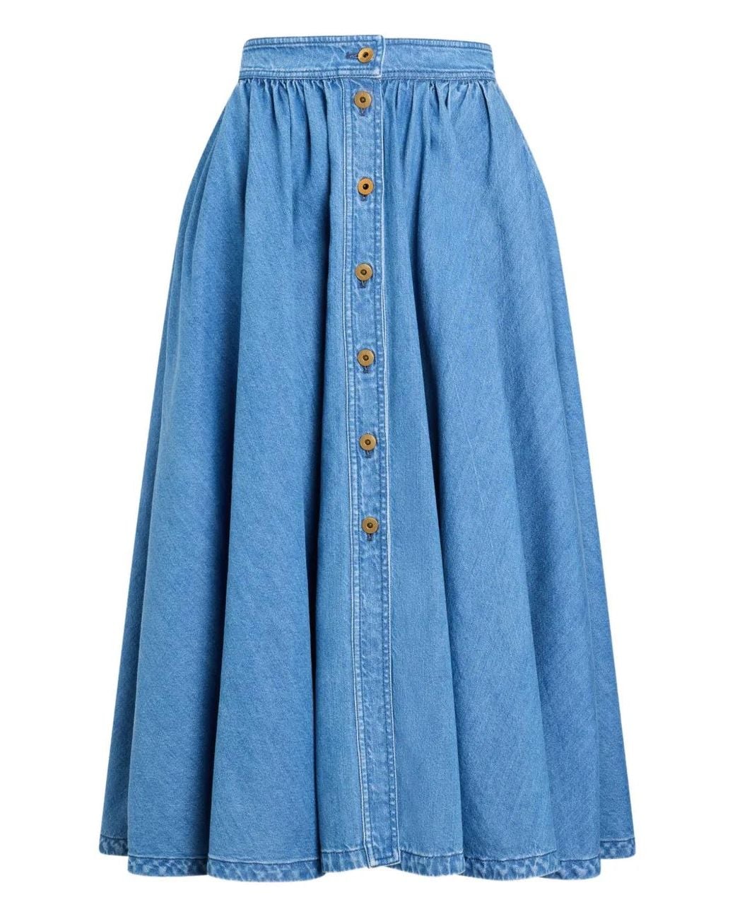 Patou Blue Jupe Longue Trapèze À Boutonnière