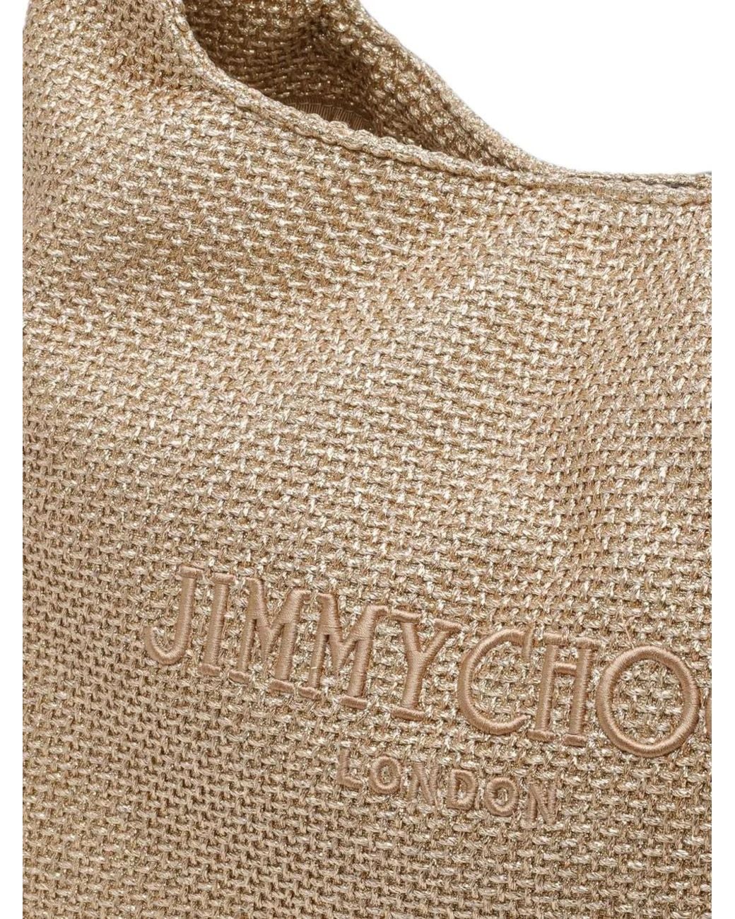 Jimmy Choo Natural Beach Diamond Hobo Tote Bag