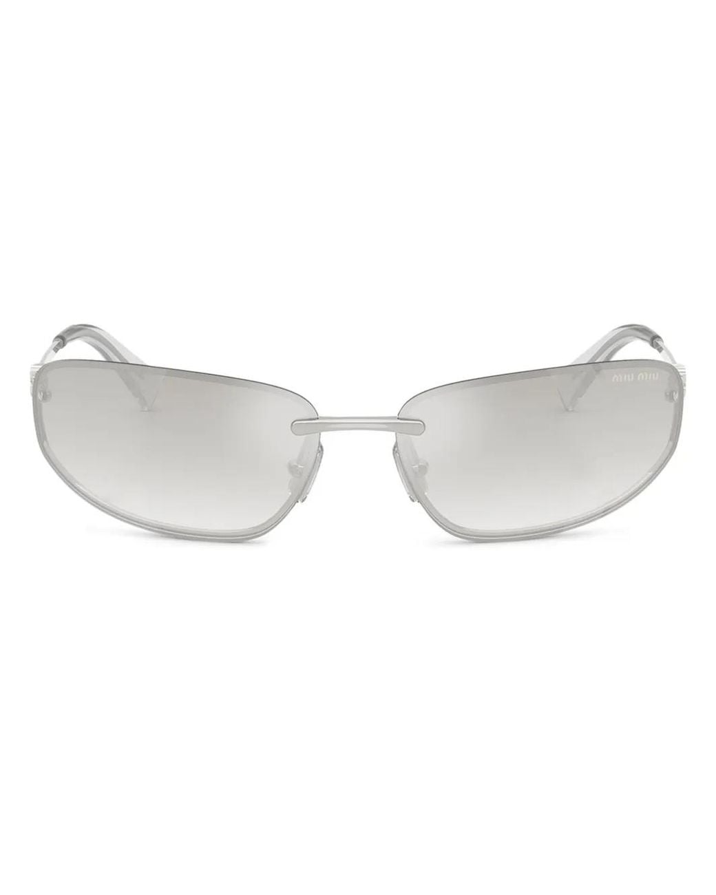 Miu Miu Gray Wraparound-Frame Sunglasses