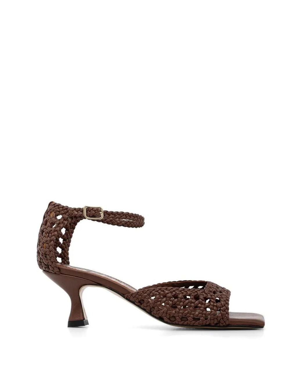 Souliers Martinez Brown Sandales Veronica En Cuir Tressé