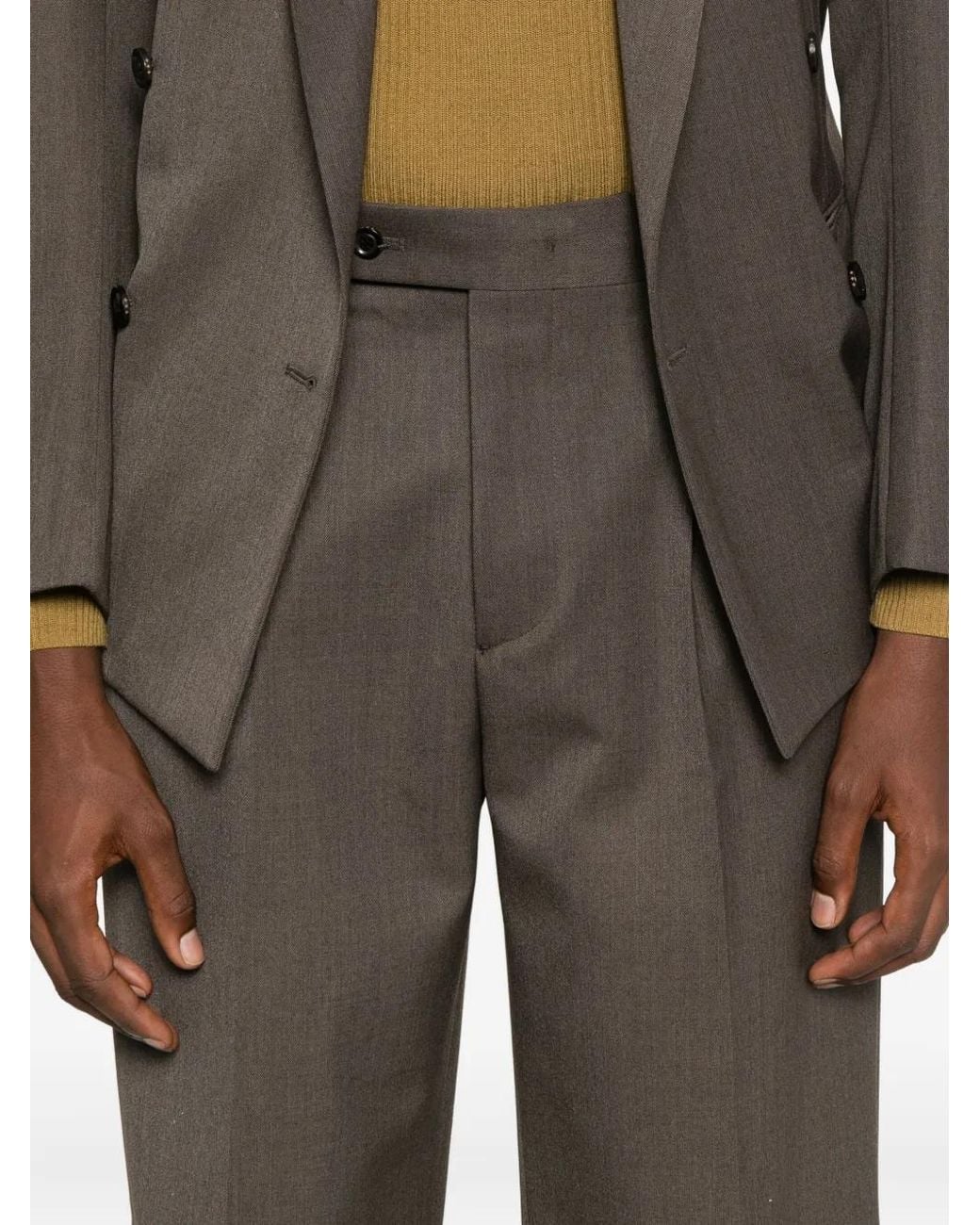 TONYWACK Gray Pleated Pants for men
