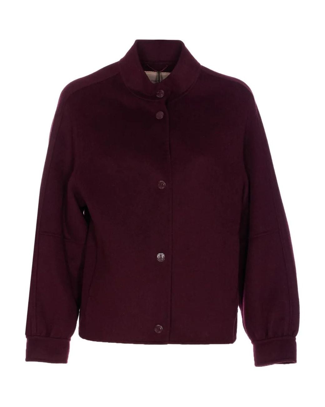 Twinset Red Snap-Button Crew-Neck Jacket