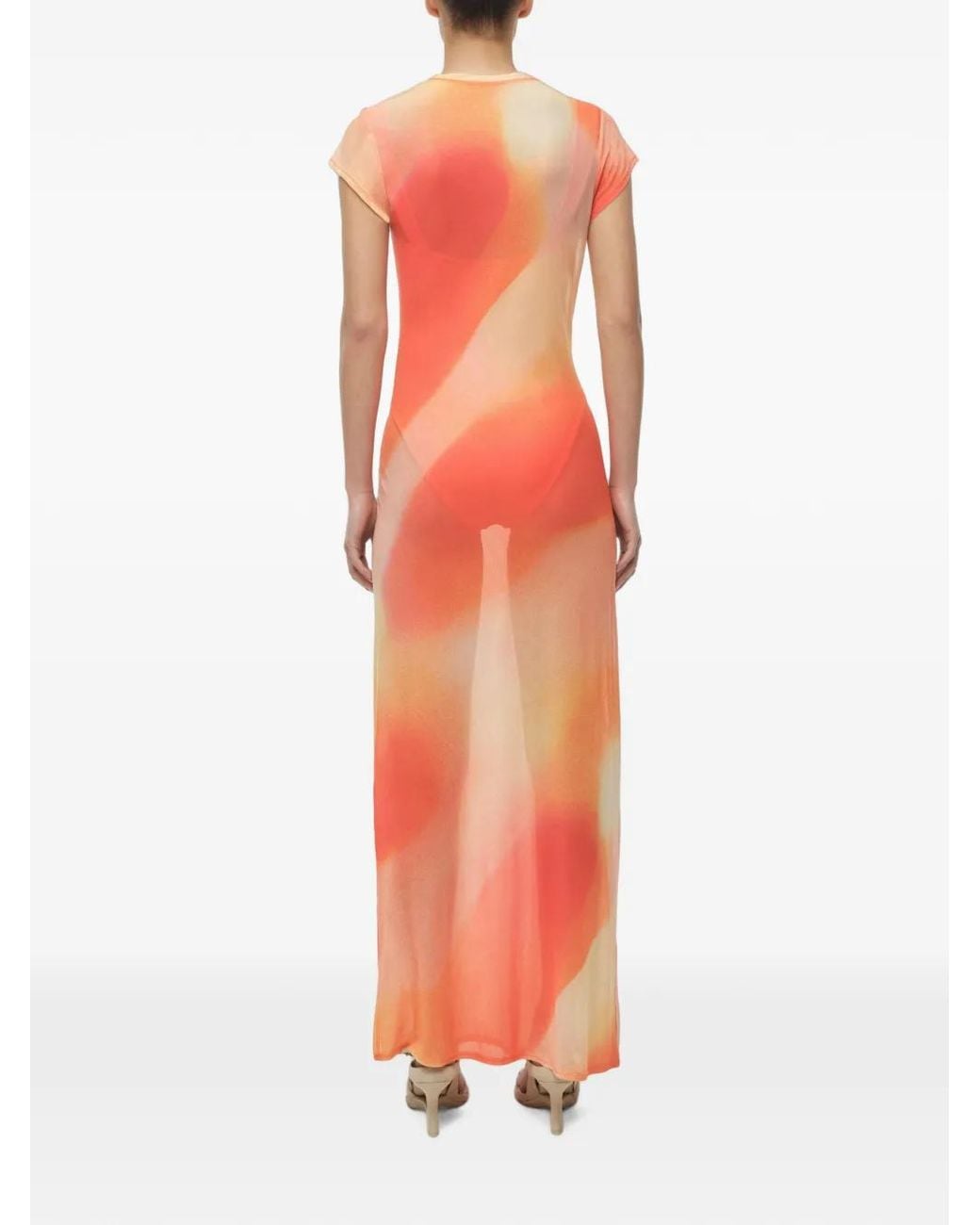 Jonathan Simkhai Pink Fia Abstract-Print Mesh Maxi Dress