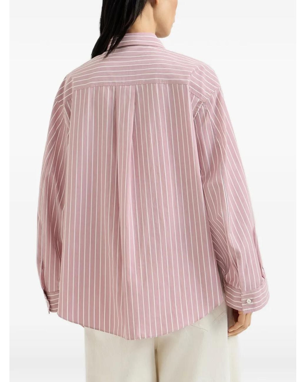 Brunello Cucinelli Pink Striped Cotton Poplin Shirt