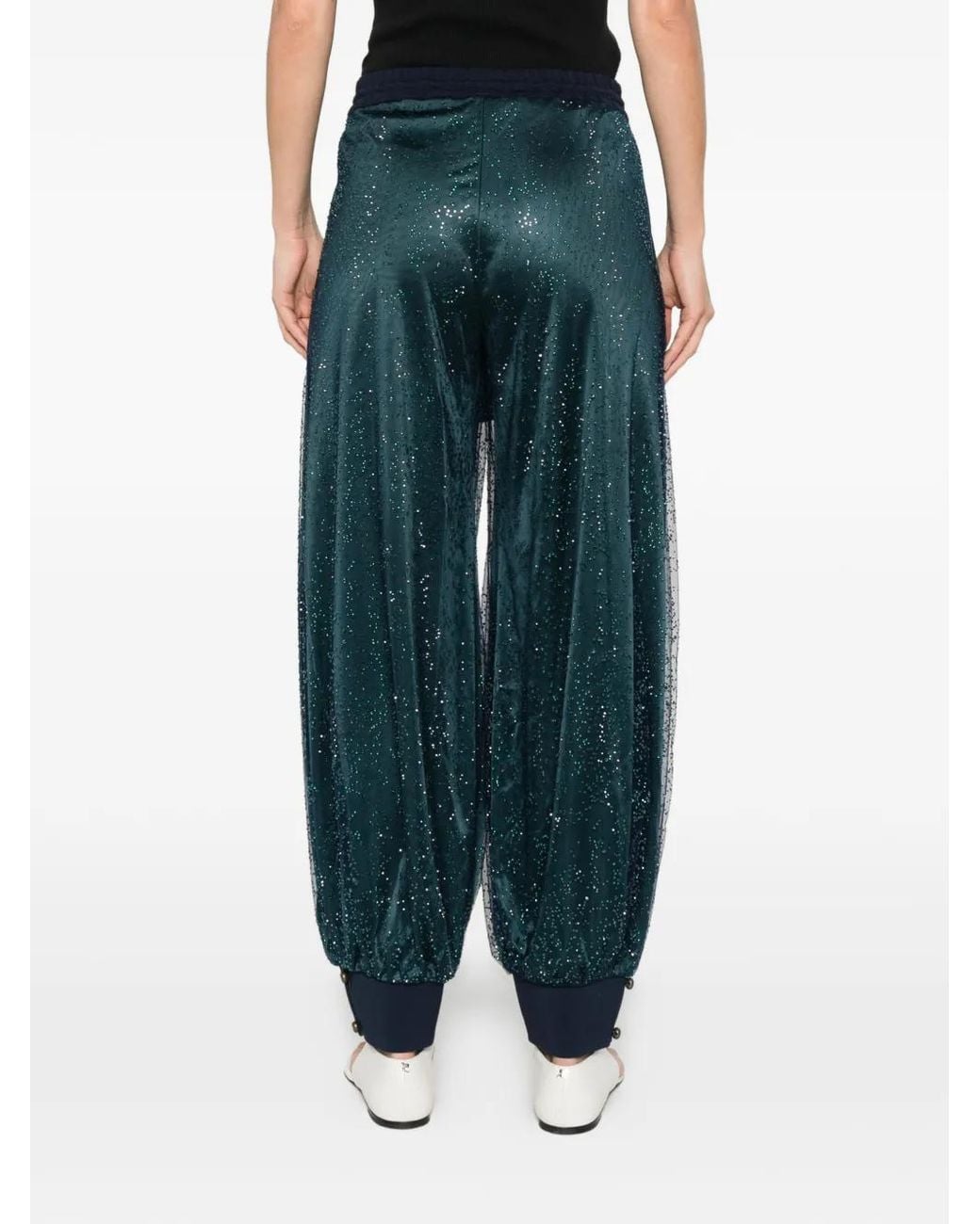 Giorgio Armani Green Tassel Drawstring Trousers