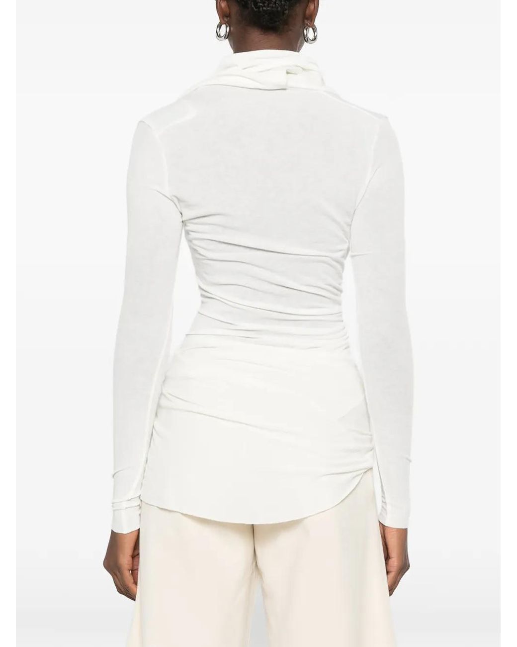 Source Unknown White Folgore Asymmetric Draped Top