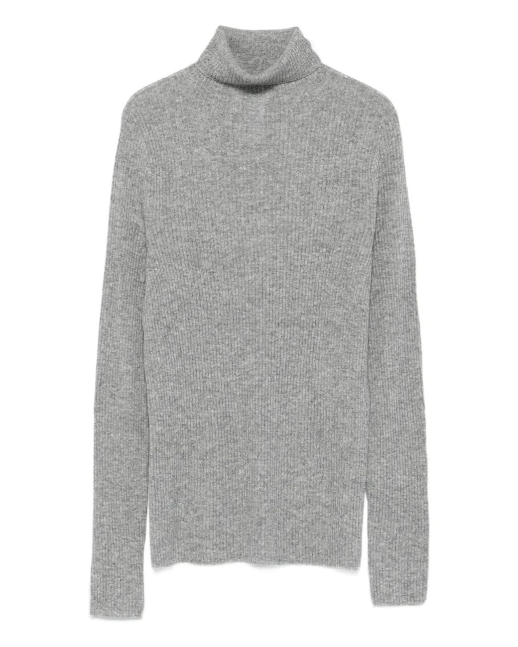 Fabiana Filippi Gray Ribbed Turtleneck Sweater