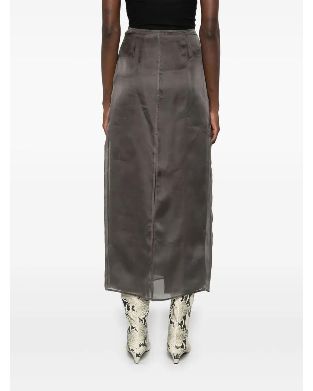 Fabiana Filippi Gray Organza Midi Skirt