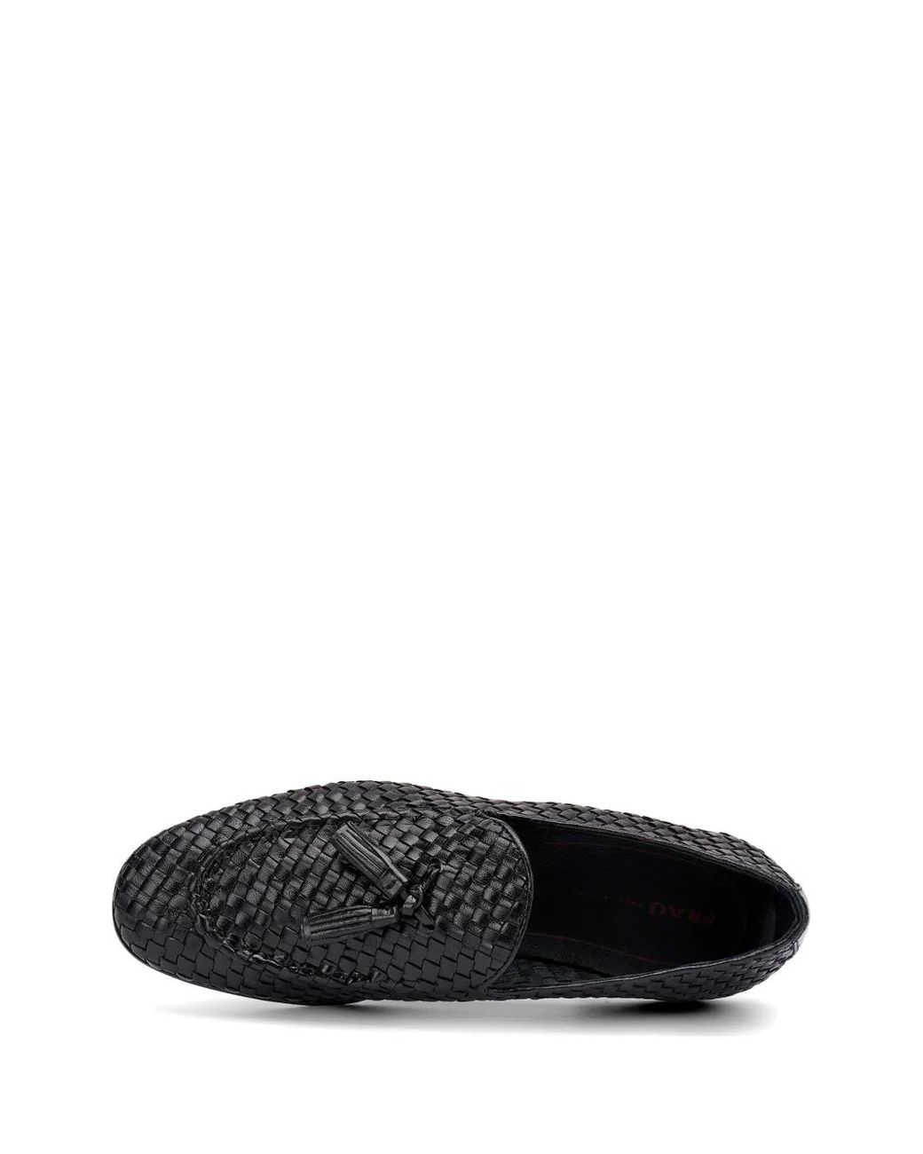 Frau White Woven Tassel Loafers for men