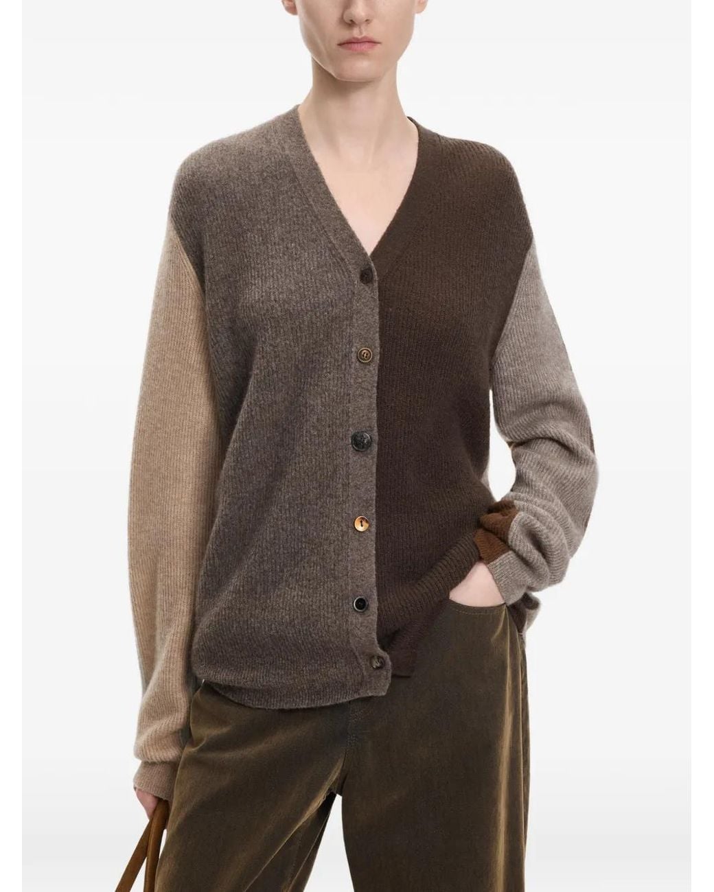JNBY Geribbeld Vest Met Patchwork in het Brown