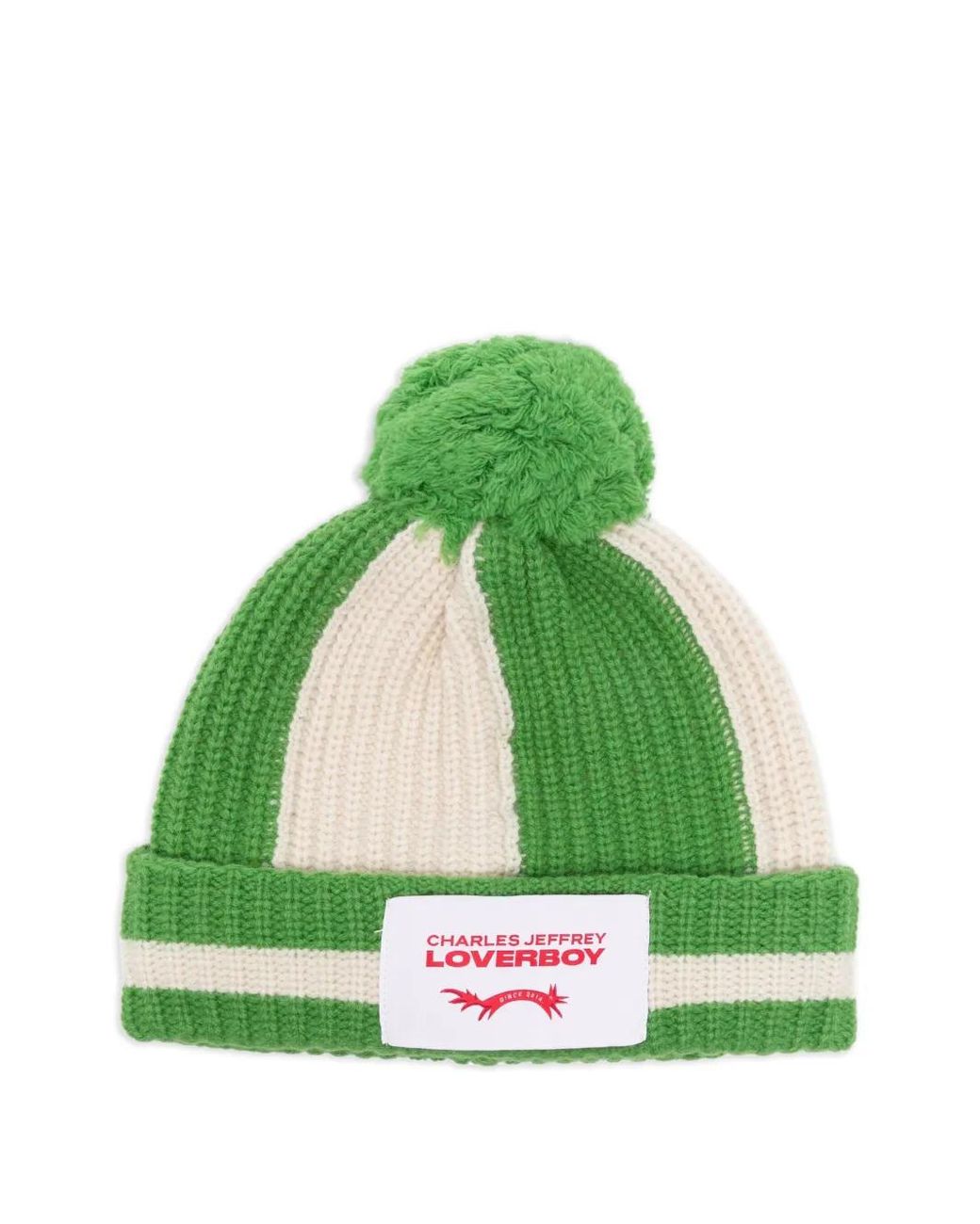 Charles Jeffrey Green Pompom Beanie Hat