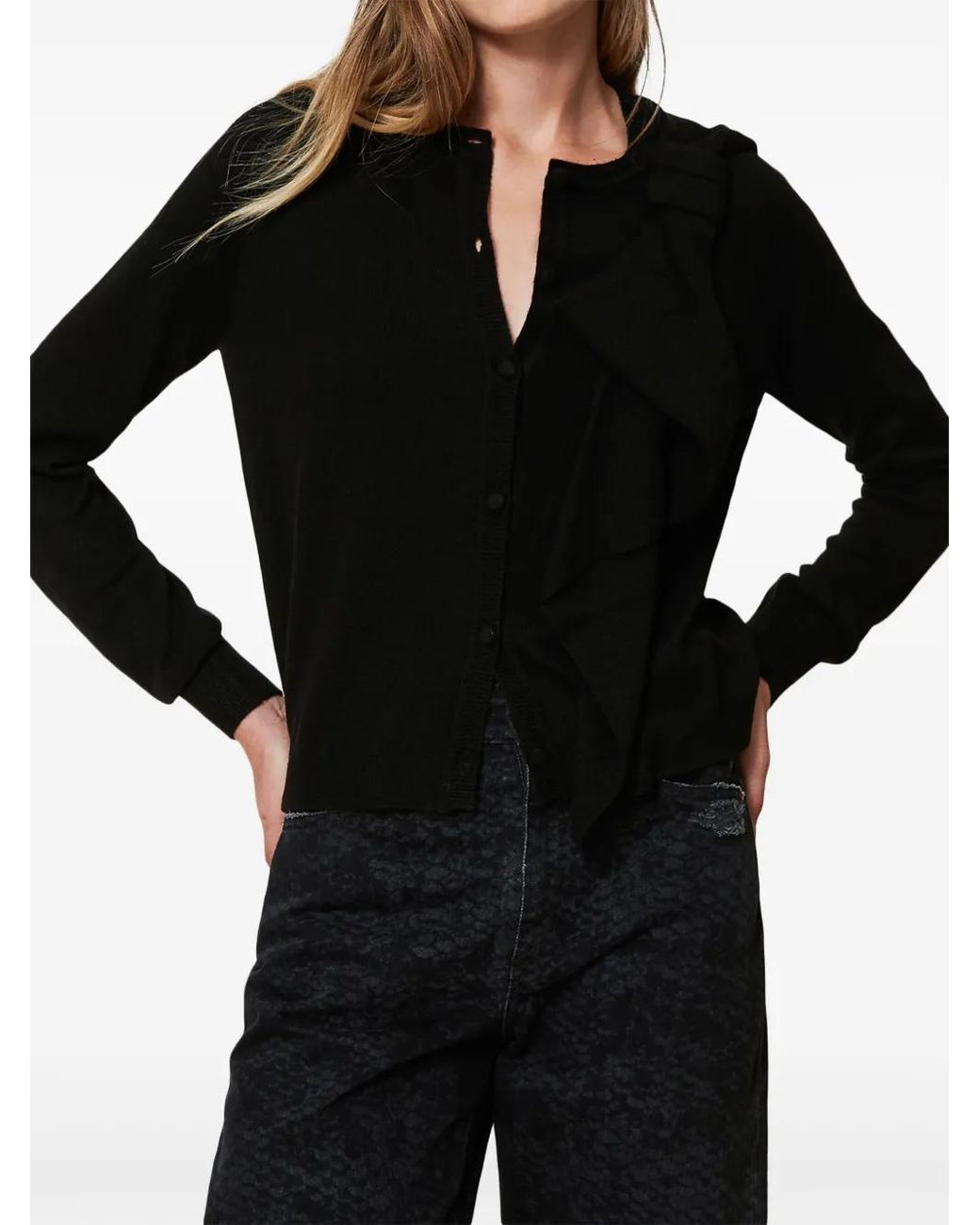 Twinset Black Bow-Detailing Knitted Cardigan