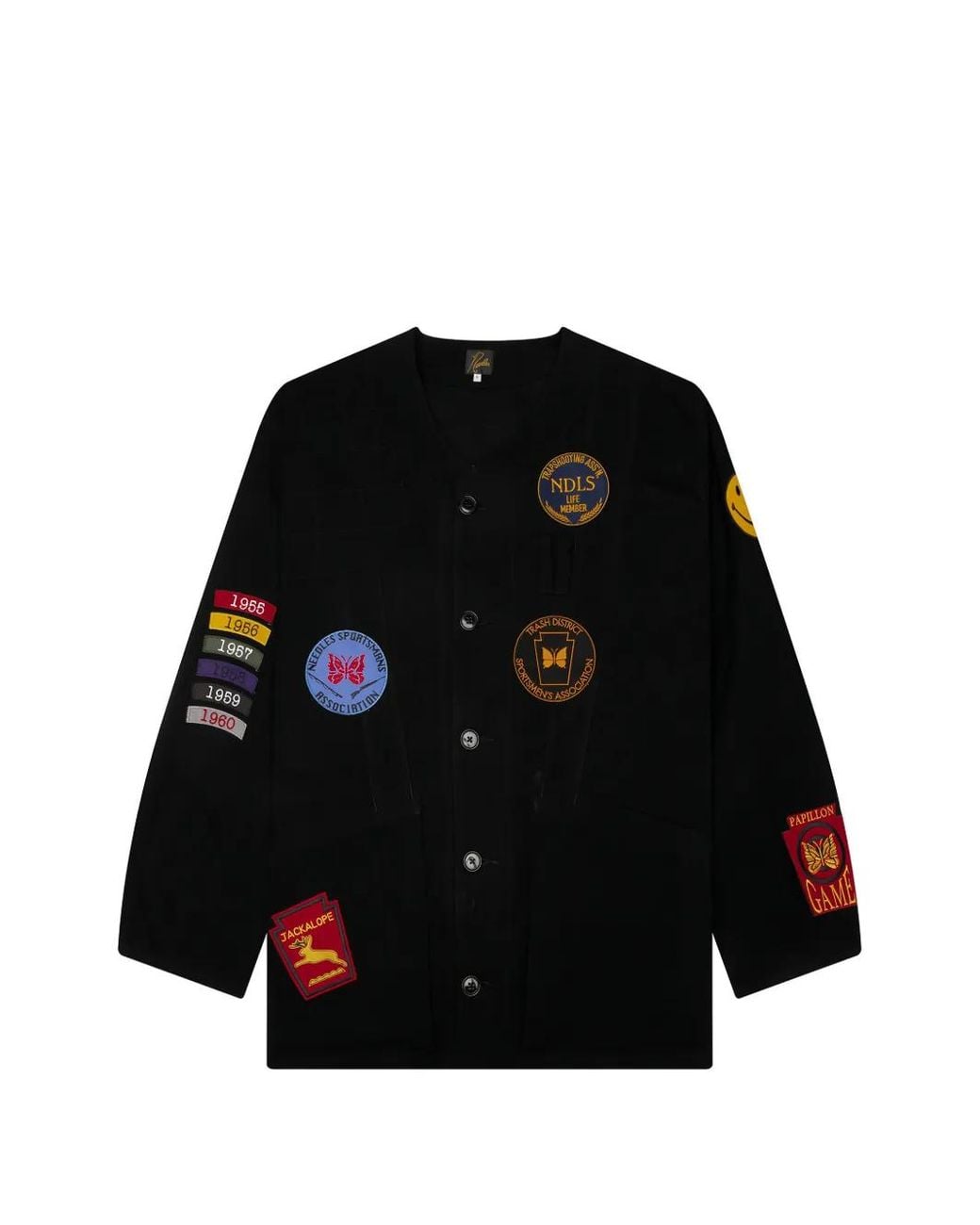 Needles Black Shooting Patch-Detail Waxed Jacket for men