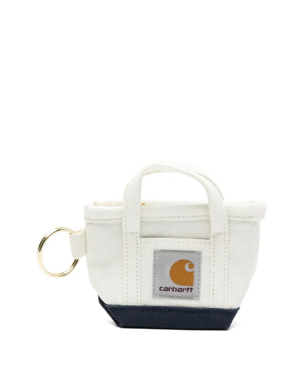 Carhartt White Mini Top-Zip Tote Bag Keychain