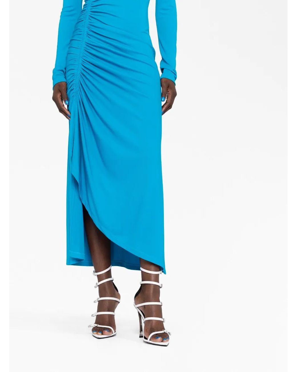 Robe Drapée À Manches Longues Givenchy en coloris Blue
