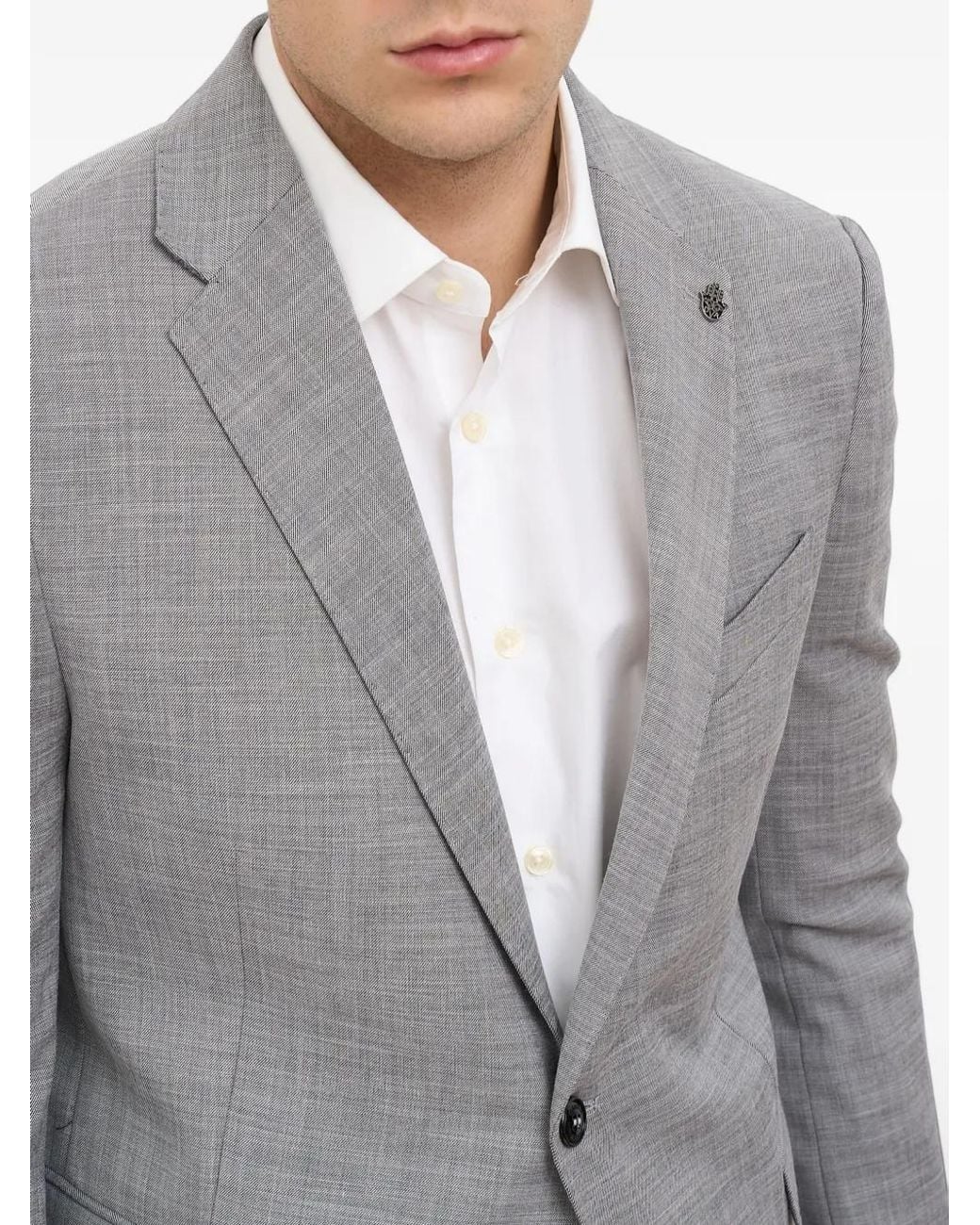 Daniele Alessandrini Gray Mélange-Effect Single-Breasted Suit for men