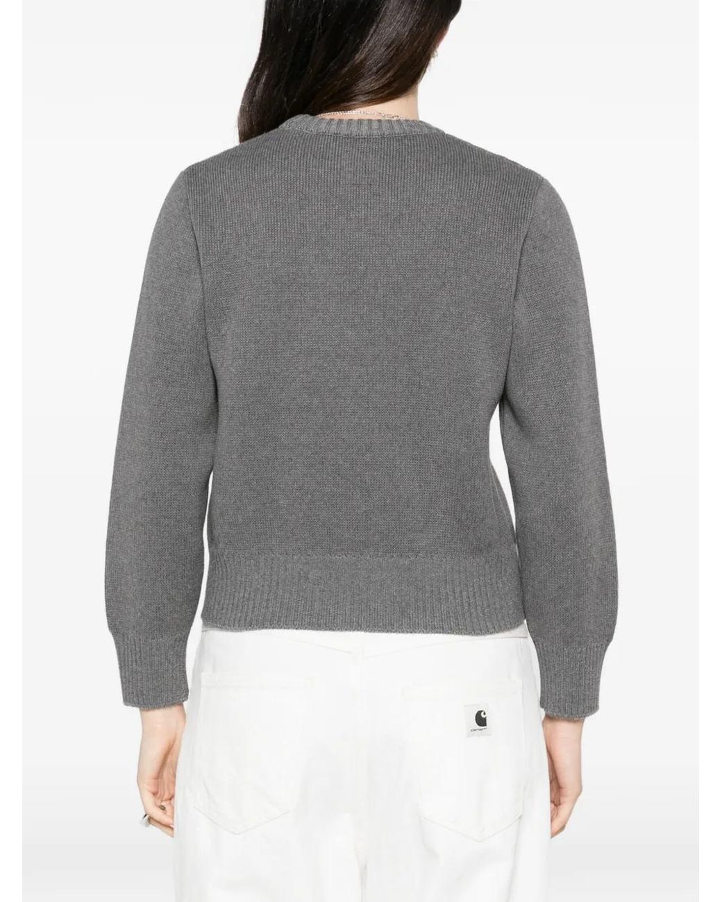 Totême Gray Cropped Knit Sweater