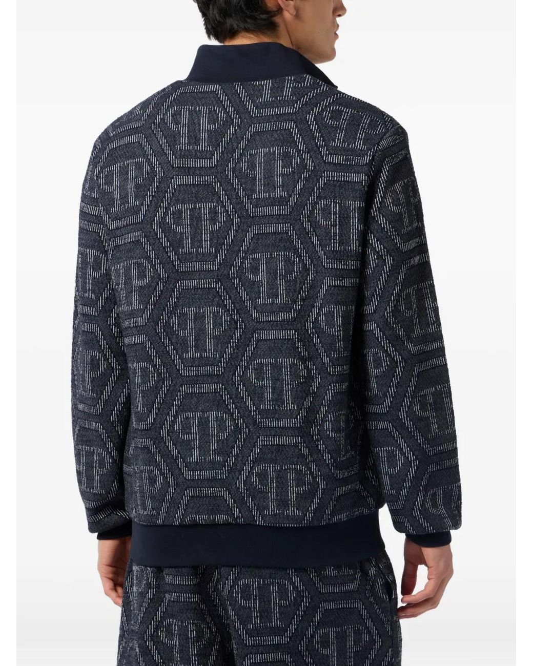 Philipp Plein Blue Jacquard Monogram Jacket for men