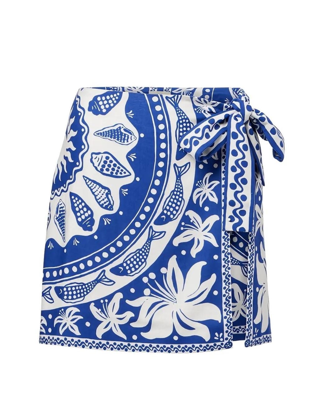Farm Rio Blue Ocean Scarf Mini Skirt
