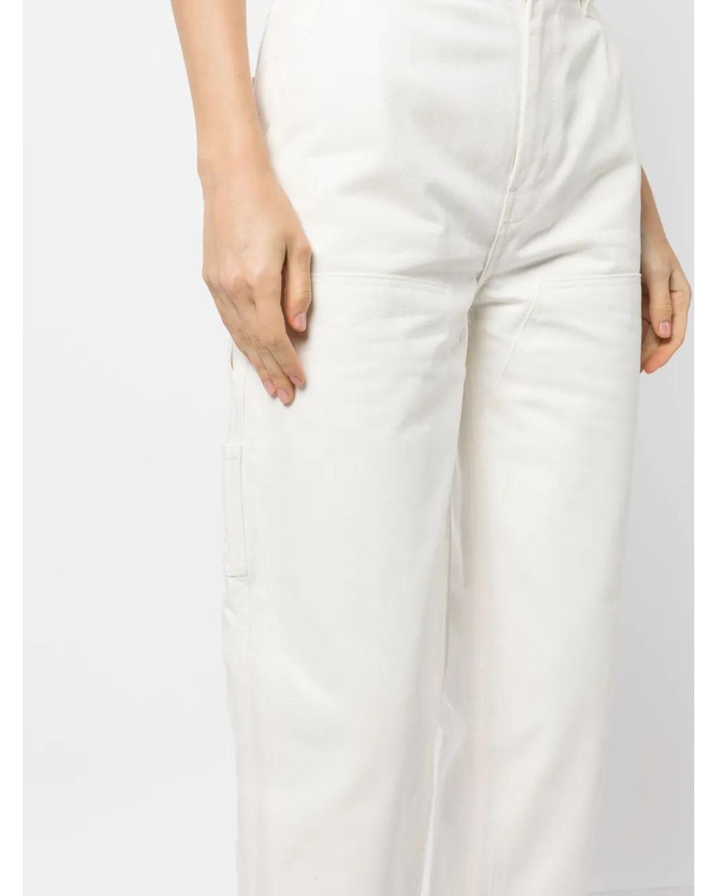 Maison Kitsuné White Cropped Straight-Leg Jeans