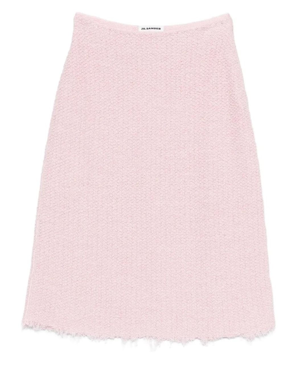 Jil Sander Pink A-Line Frayed Skirt