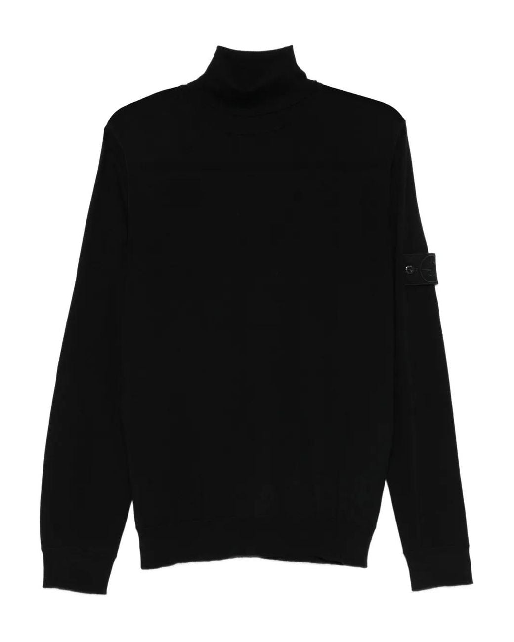 Stone Island Black Roll-Neck Logo-Patch Sweater for men