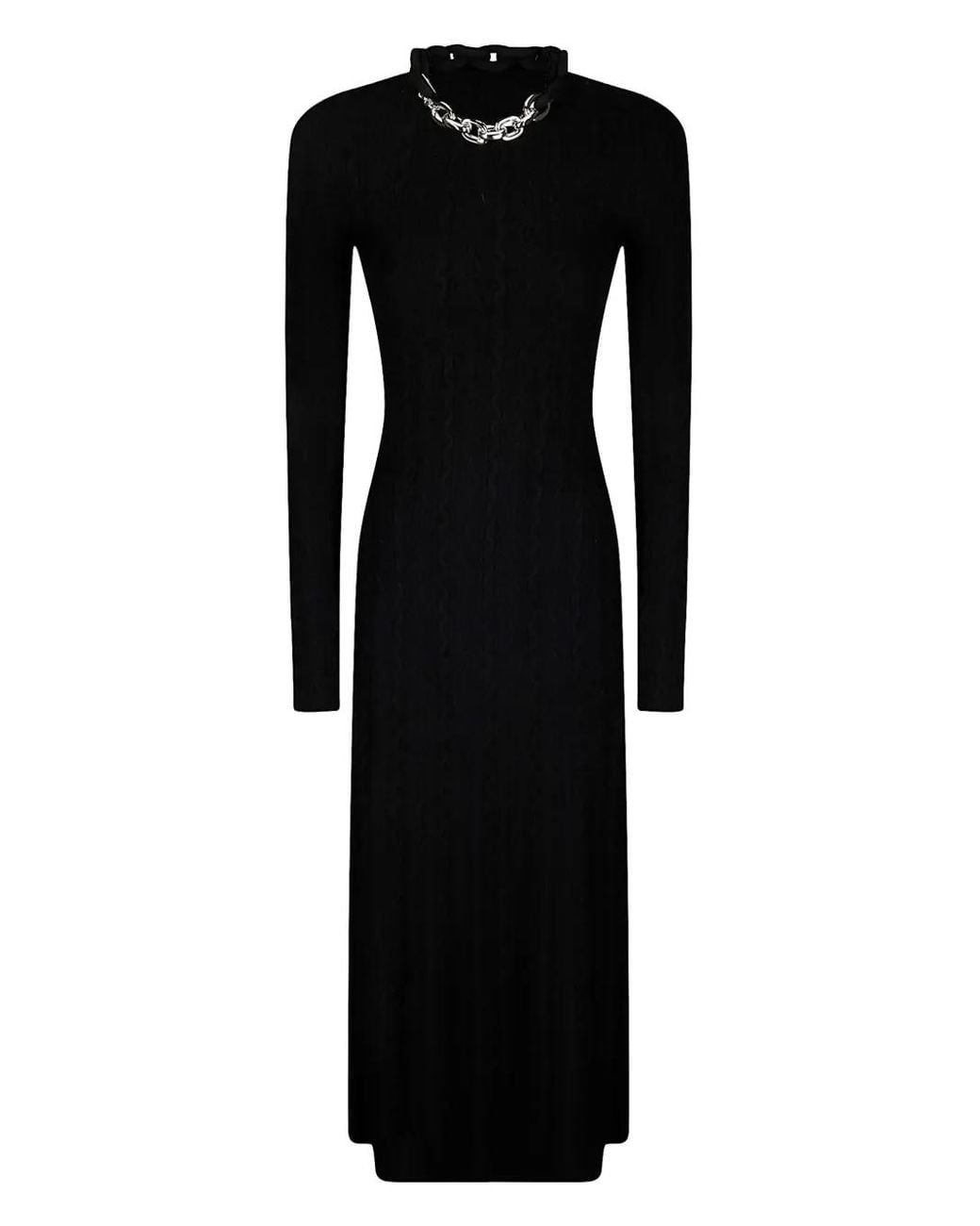 Rabanne Black Cable-Knit Chain-Link Maxi Dress