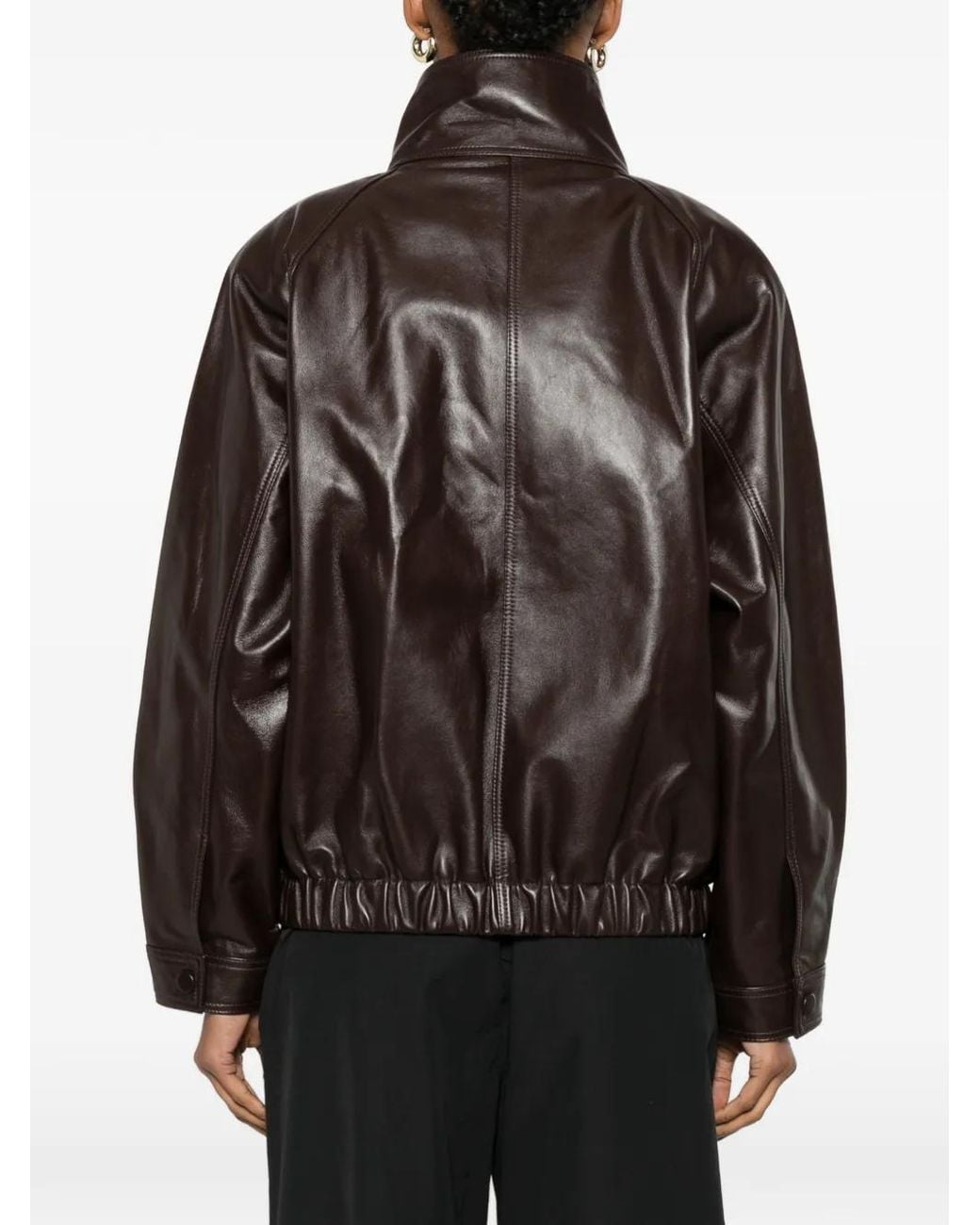 Sandro Black Oversized Leather Jacket