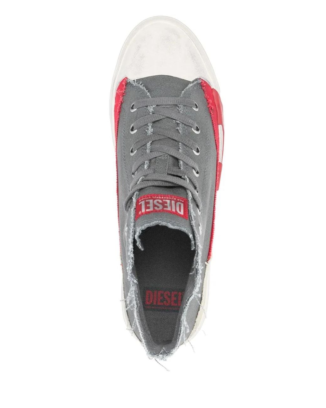 DIESEL Gray S-D-Verse-Dirty-Effect High-Top Canvas Sneakers for men