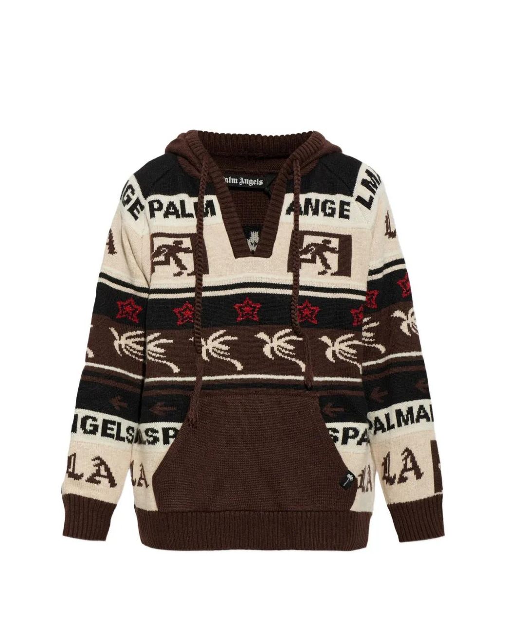 Palm Angels Black Patterned Hoodie for men