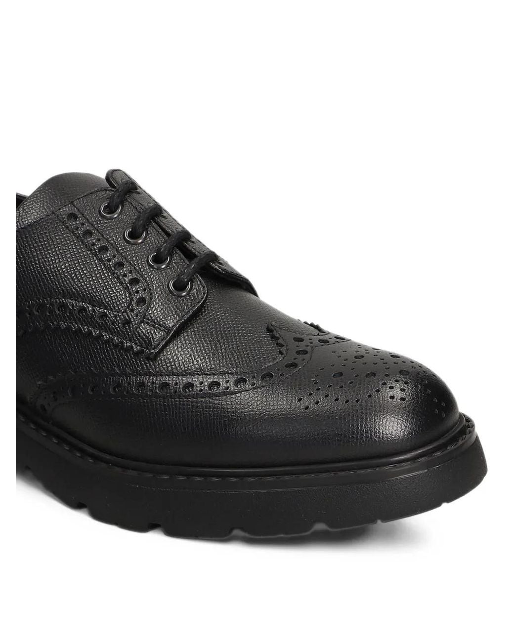 Doucal's Black Leather Brogues Shoes for men