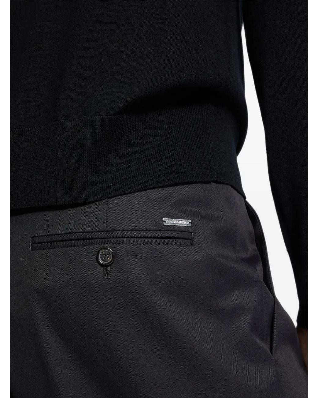 DSquared² Black One Pleat Cotton Trousers for men