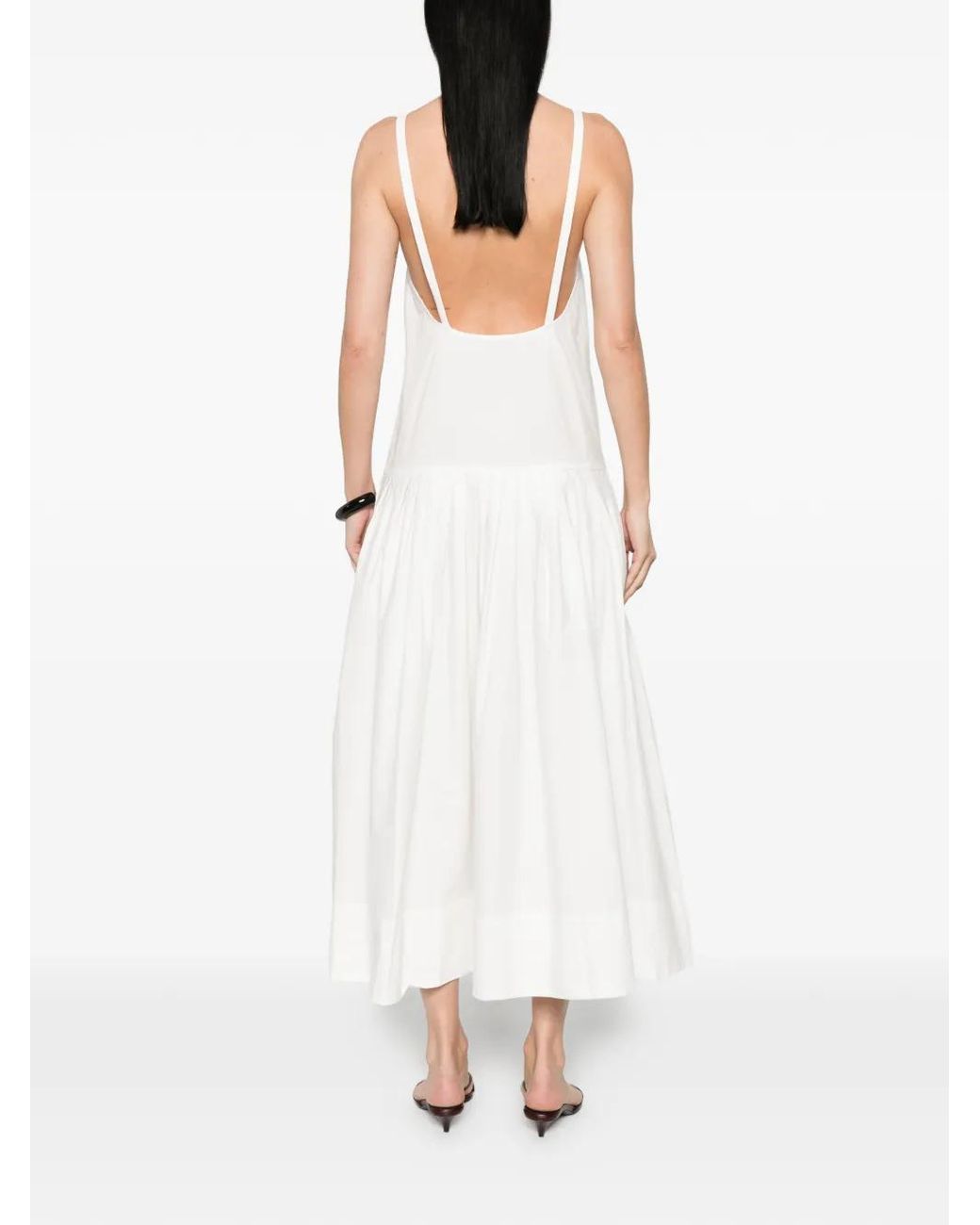 St. Agni White Robe Mi-Longue À Design Plissé