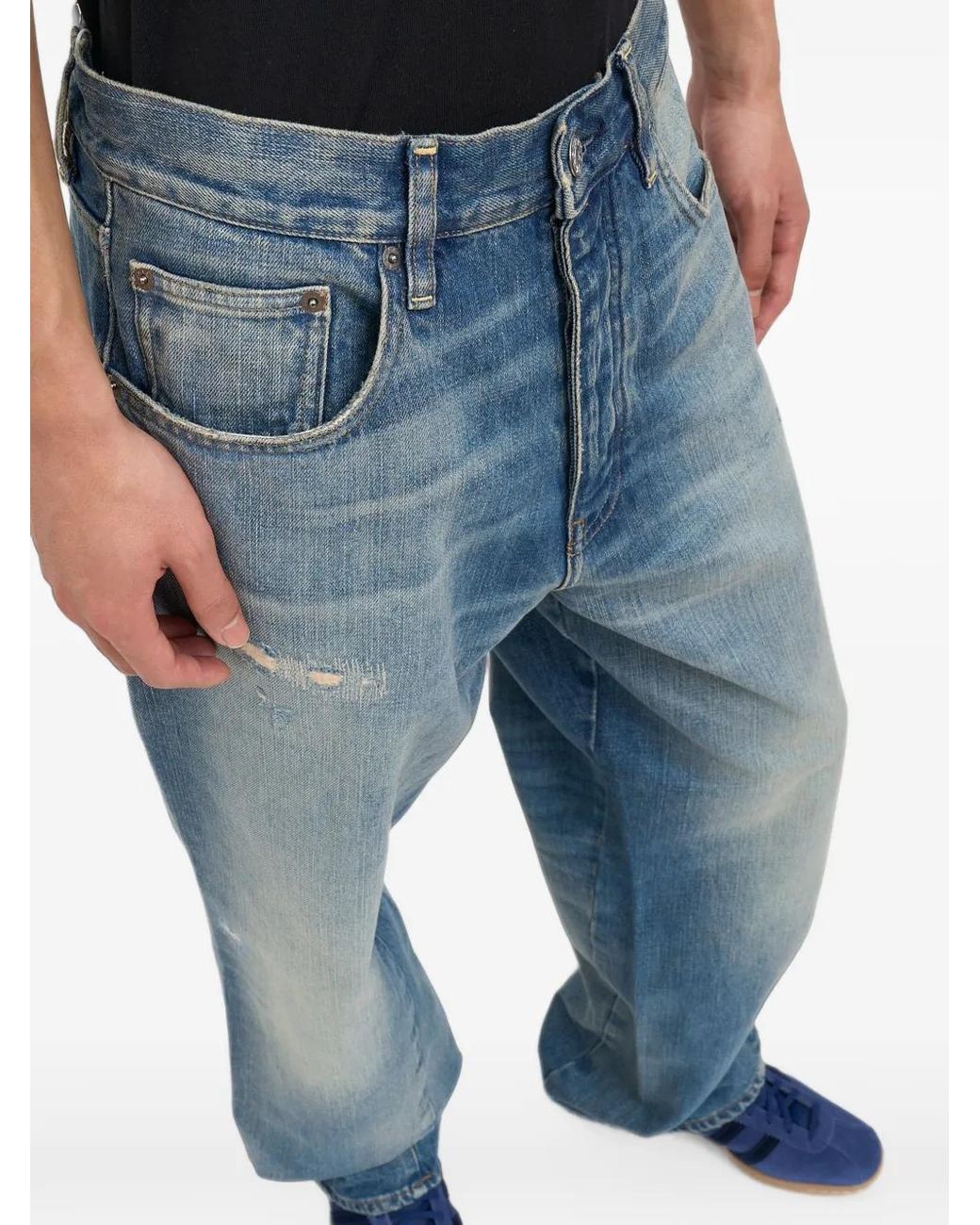 sunflower Blue Wide Twist Cotton Jeans for men