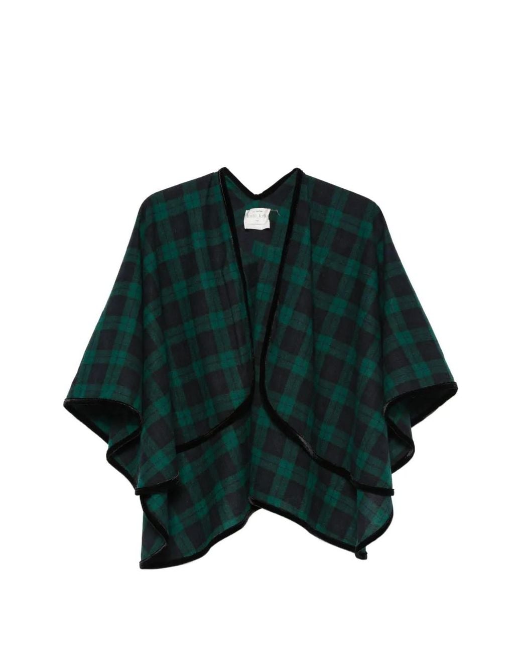 Forte_forte Green Tartan Velvet-Trim Scarf