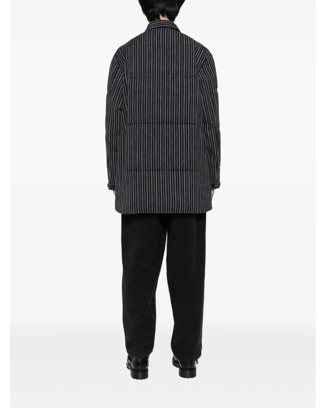 Yohji Yamamoto Black Stripe-Printed Coat for men