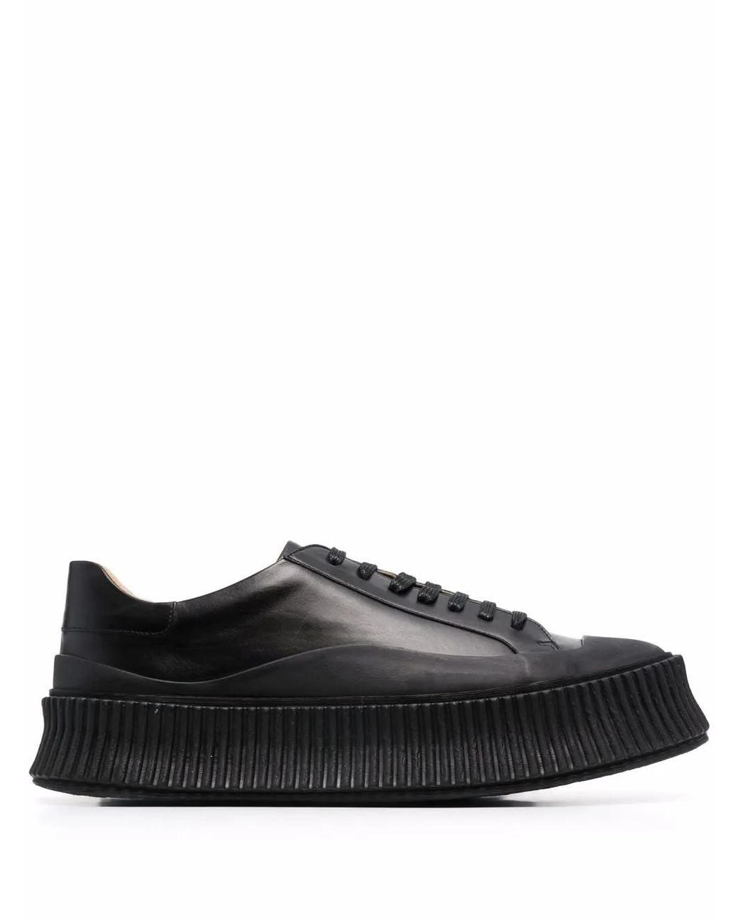 Jil Sander Black Leather Platform Sneakers