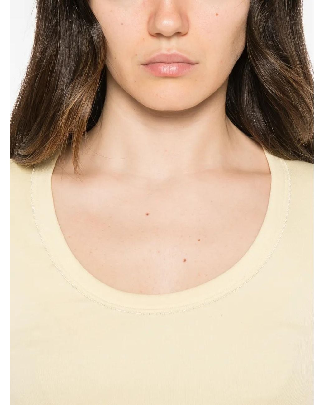 Fabiana Filippi Natural Bead-Trim Scoop-Neck T-Shirt
