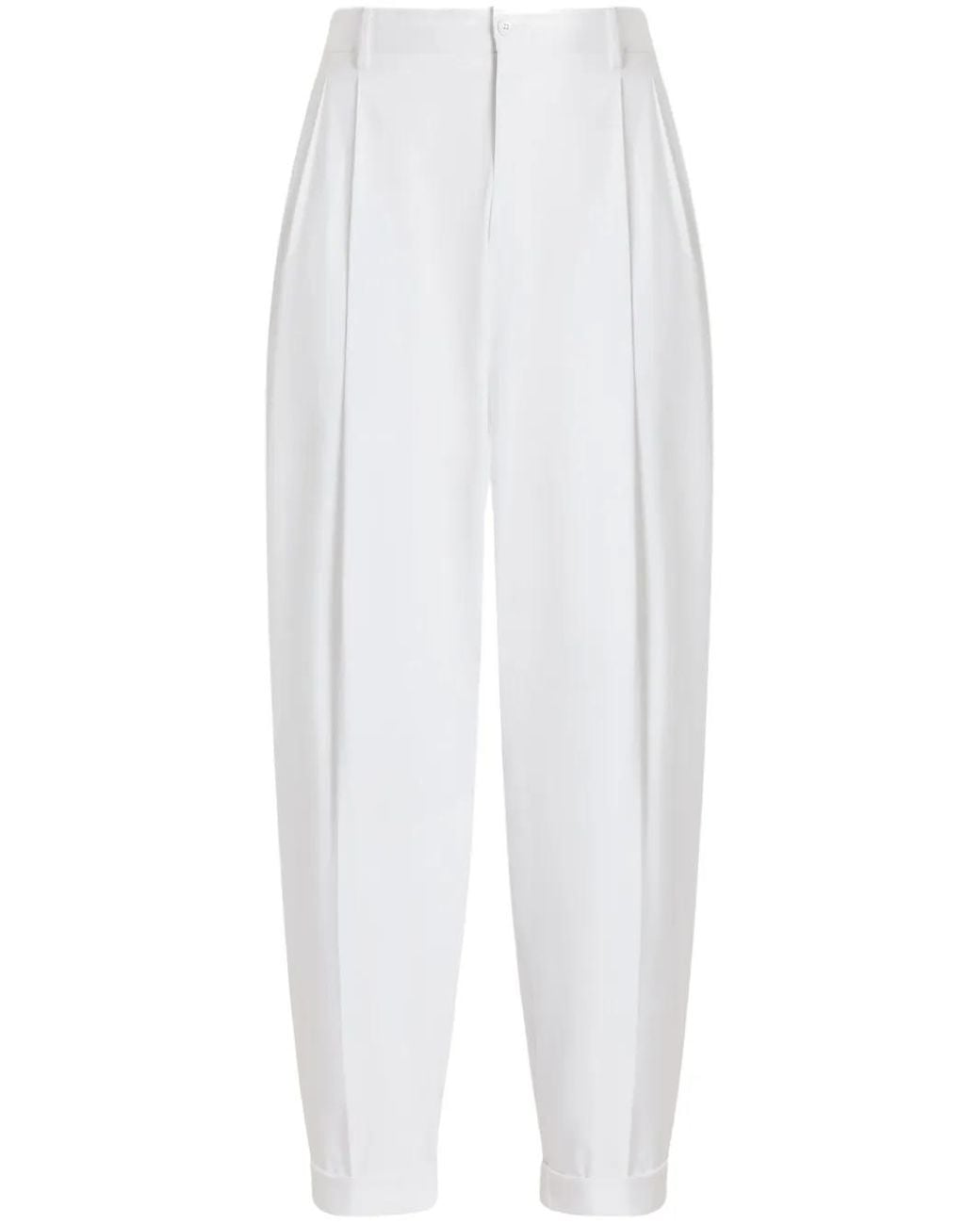 Dolce & Gabbana White Folded-Edge Trousers for men