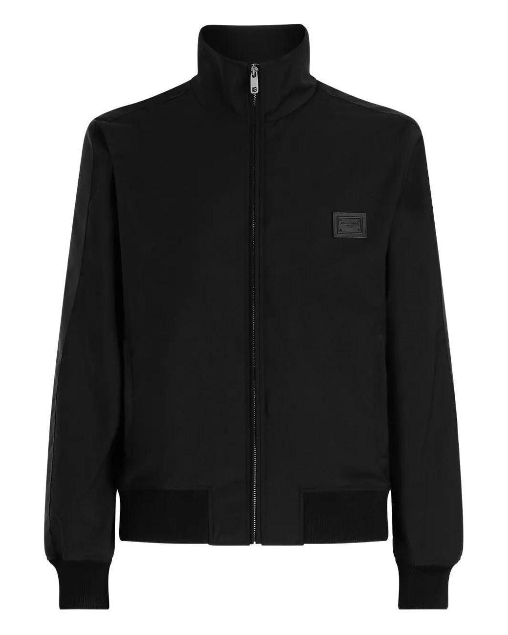 Dolce & Gabbana Black Logo-Patch Zip-Up Bomber Jacket for men