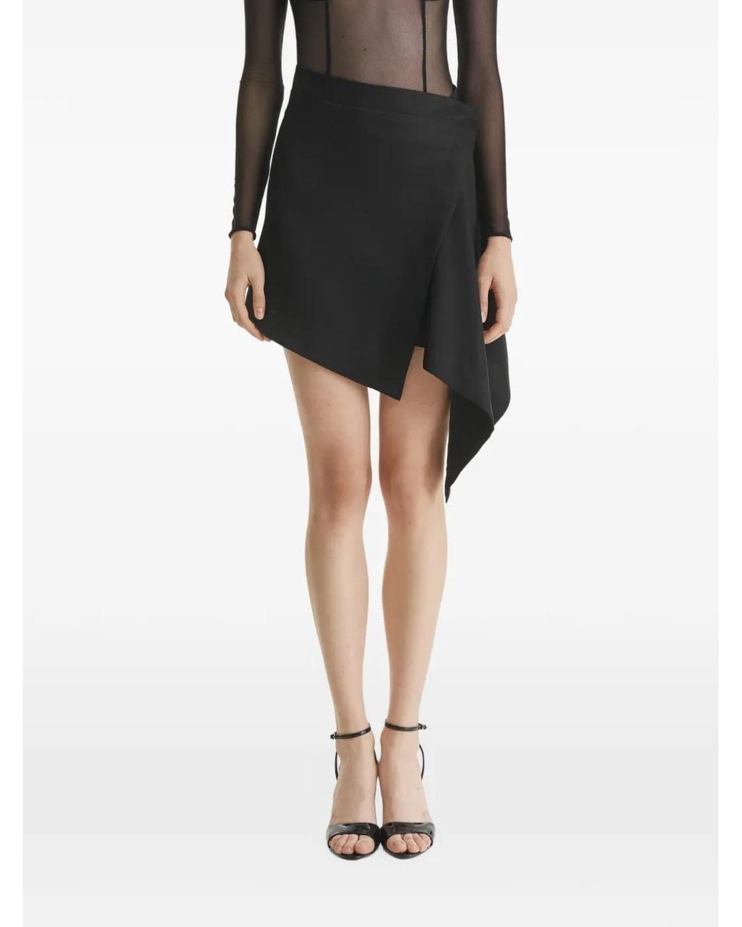 2310 STUDIO Black Asymmetric Wrap-Style Skirt