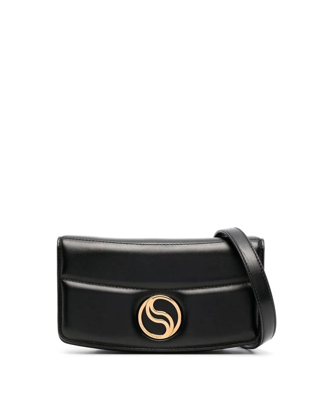 Stella McCartney Black S-wave Logo Plaque Crossbody Bag