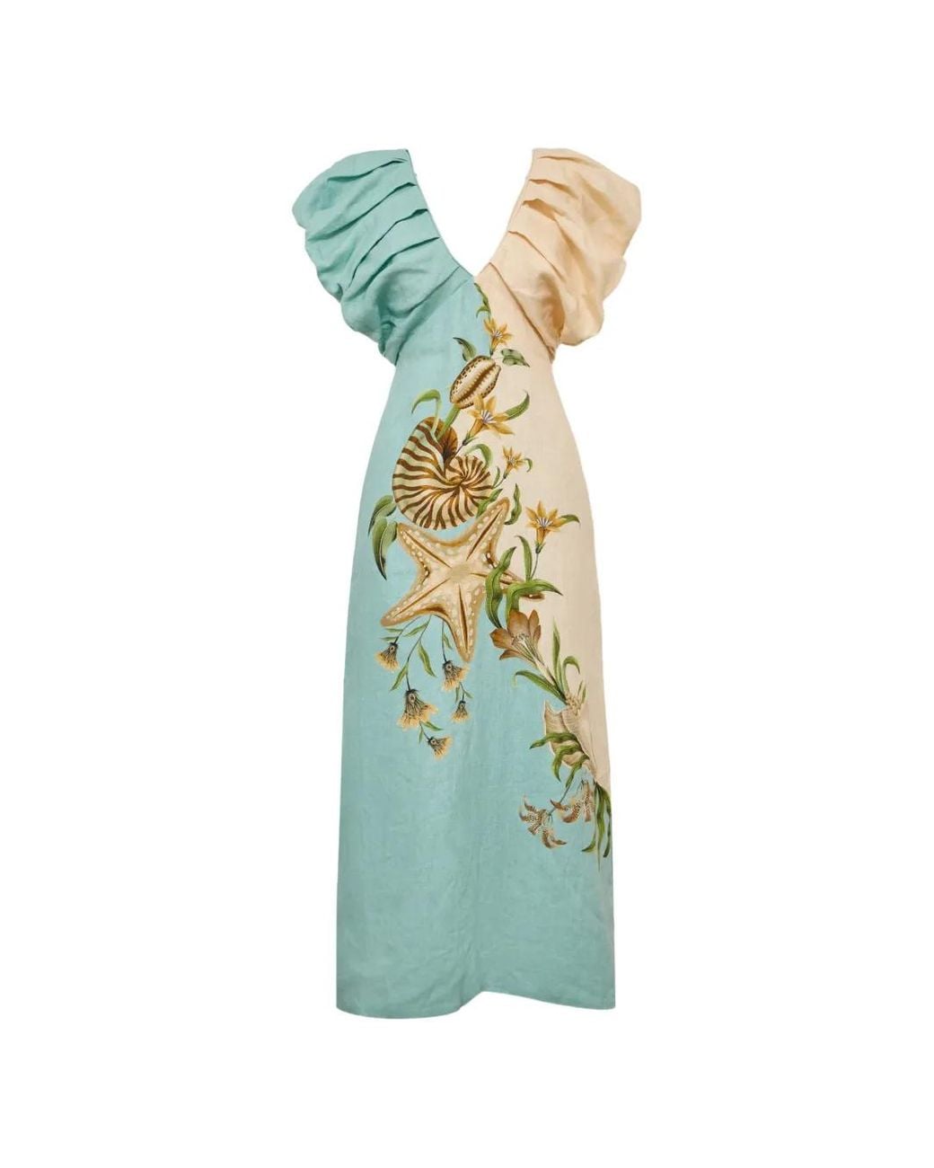 Farm Rio Green Robe Mi-Longue Marine Garden Puff