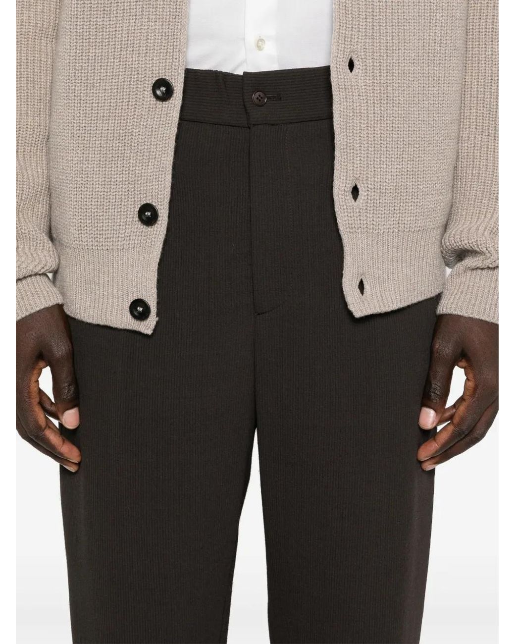 Giorgio Armani Black Ribbed Trousers for men