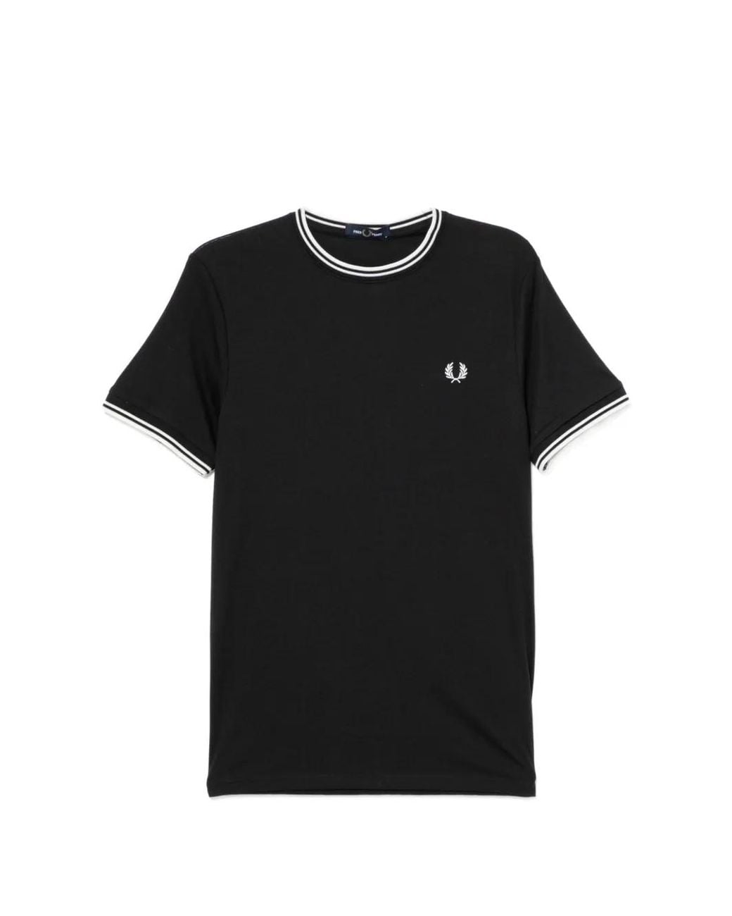 Fred Perry Black Logo-Embroidered T-Shirt for men