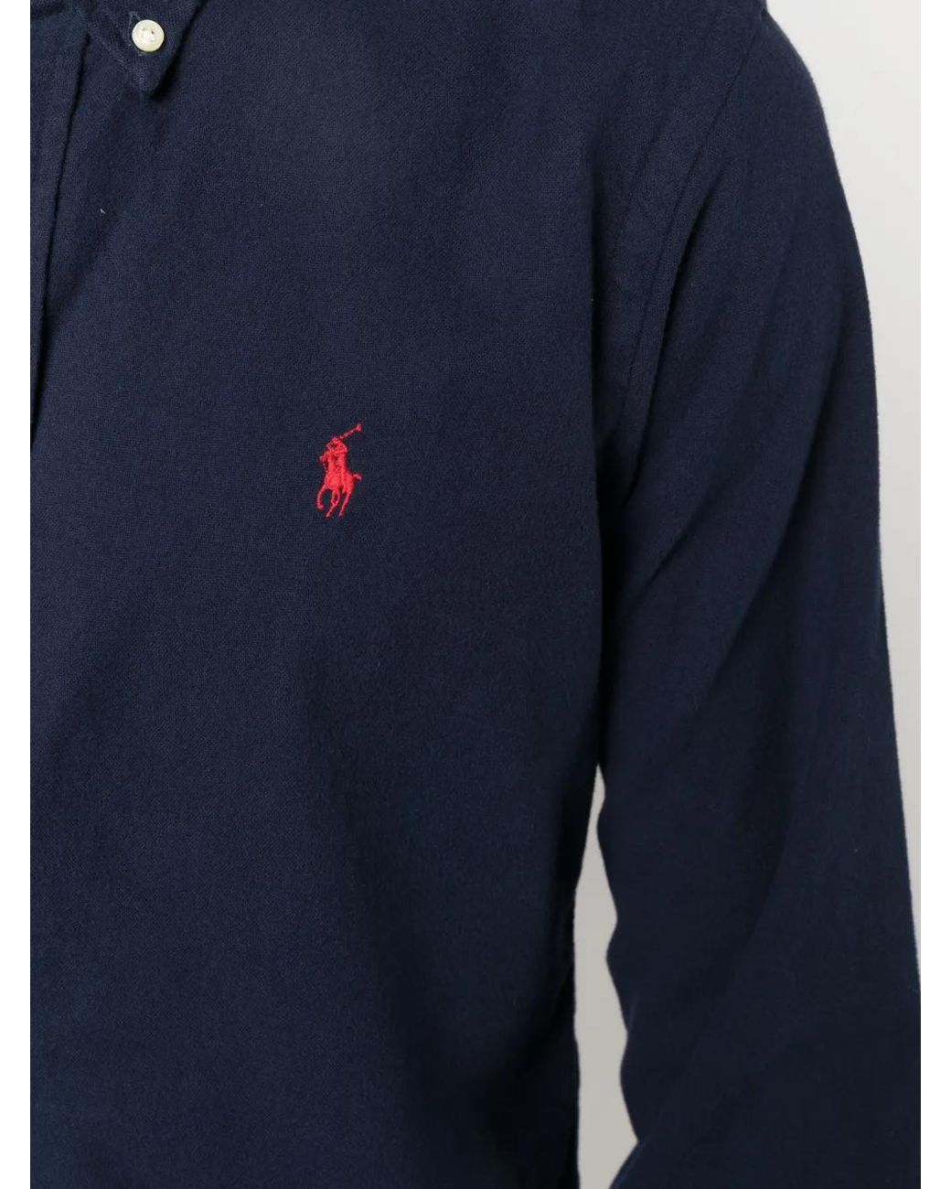 Polo Ralph Lauren Blue Polo Pony Button-Up Cotton Shirt for men
