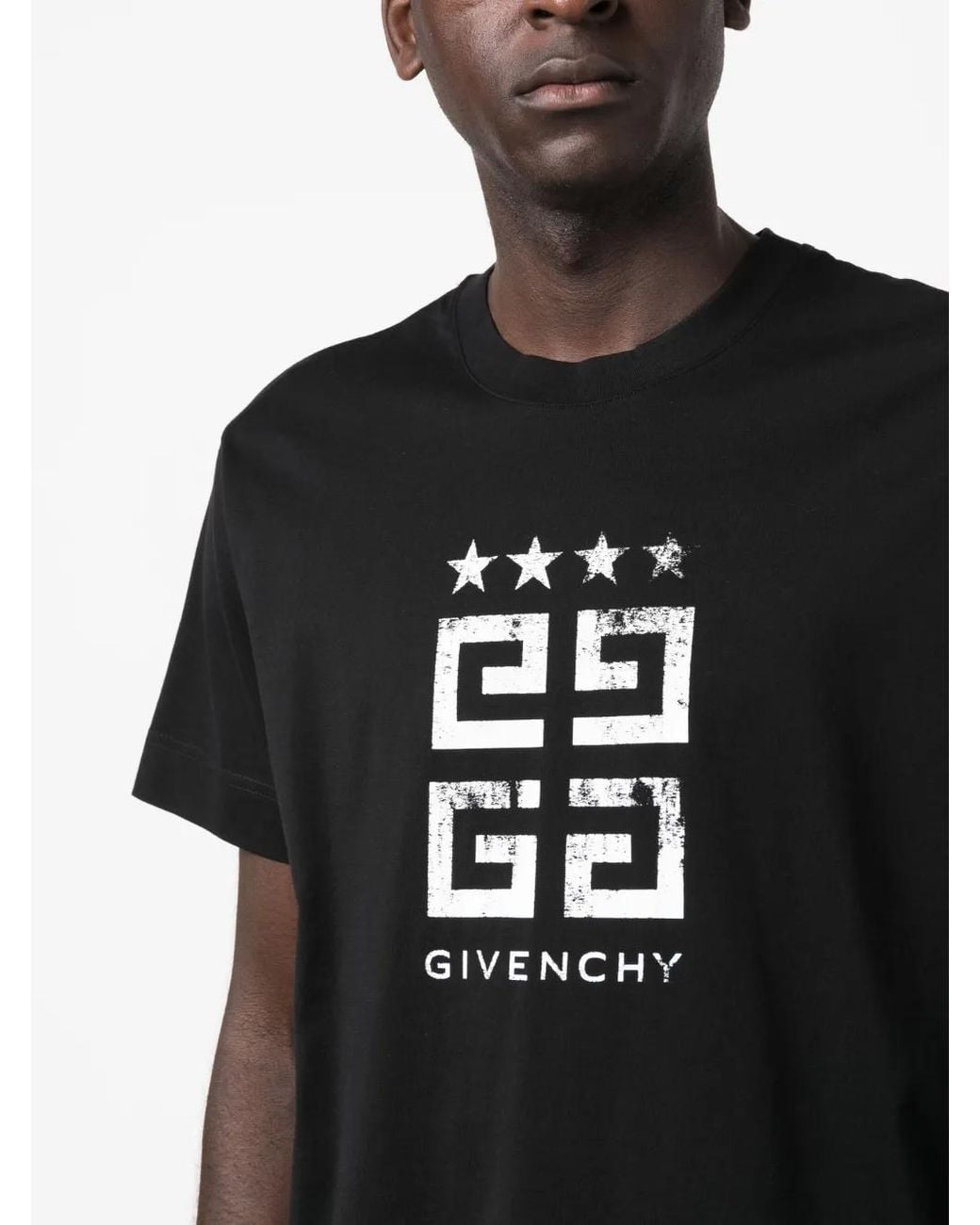 Givenchy Black Logo-Print Cotton T-Shirt for men