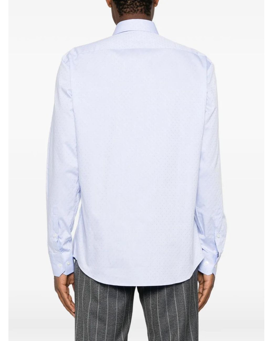 Boss White Micro-Pattern Long-Sleeve Shirt for men