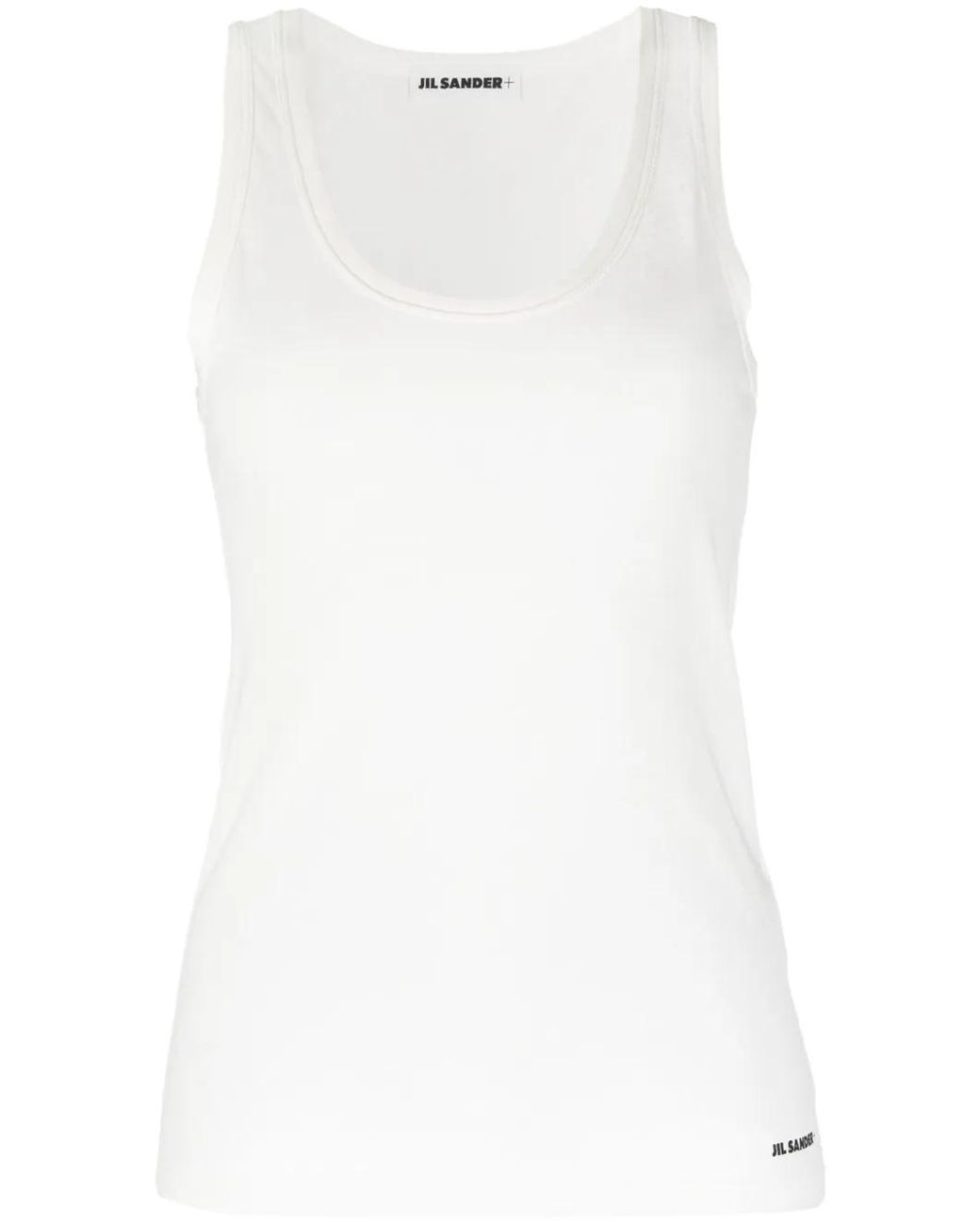 Jil Sander White Sleeveless Cotton Tank Top