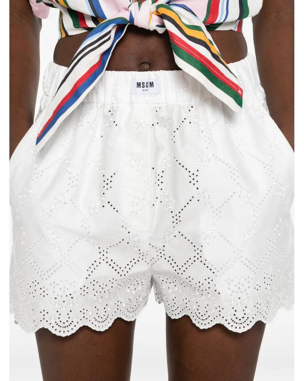 MSGM Gewelfde Shorts Met Ringlets in het White